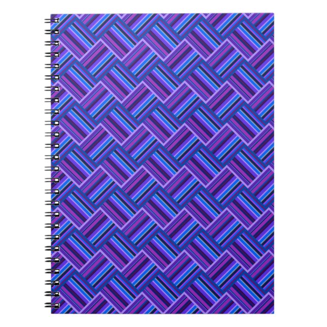 Cuaderno Tejidos de rayas azules y violetas (Frente)