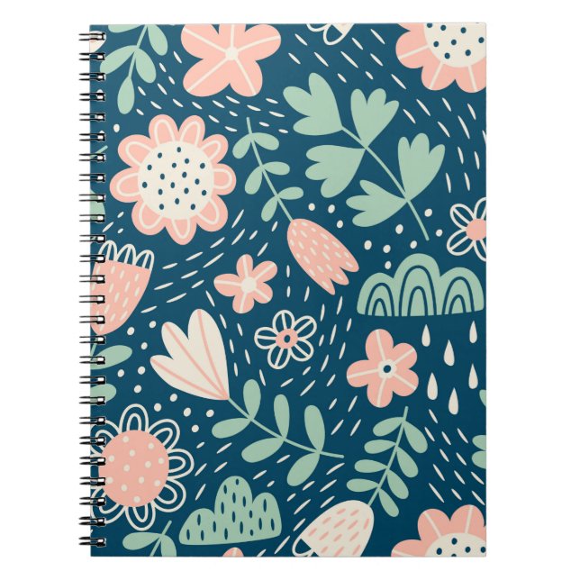 Cuaderno Tejidos estilizados florales a mano. Patrón de foc (Frente)