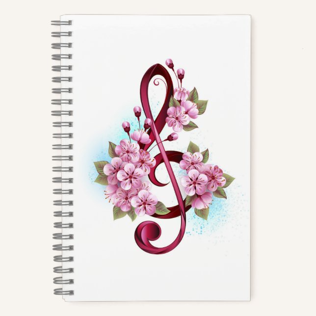 Cuaderno Tejidos musicales notas de colores con flores de S (Anverso)
