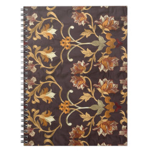 Cuaderno Tejidos vintage con flores bordadas, fondo