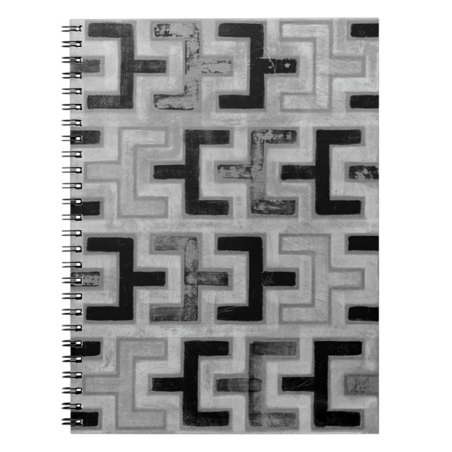 Cuaderno tela de barro africana textil con patrones geométr (Frente)