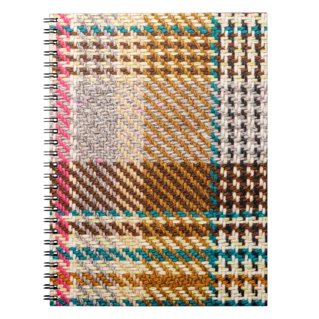 Cuaderno Tela de cuadros marrones, lana escocesa. (Frente)