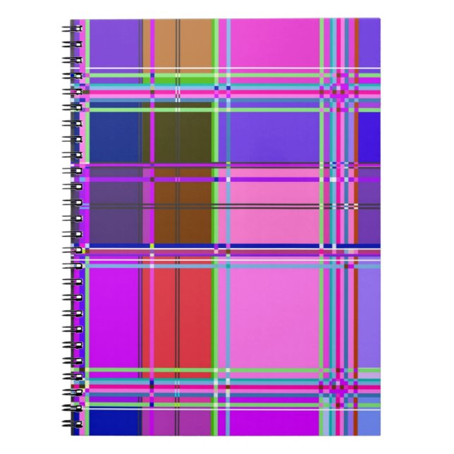 Cuaderno Tela de cuadros rosa estampado Madras (Frente)