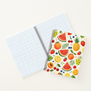 Cuaderno Tela de patrón de frutas de verano   Sandía tropic