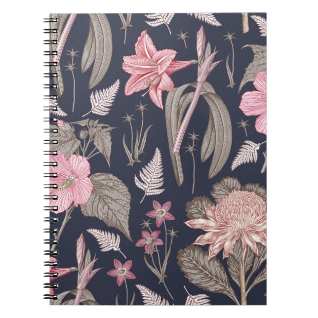 Cuaderno Tela de patrón sin inconvenientes. Set Amaryllis W (Frente)