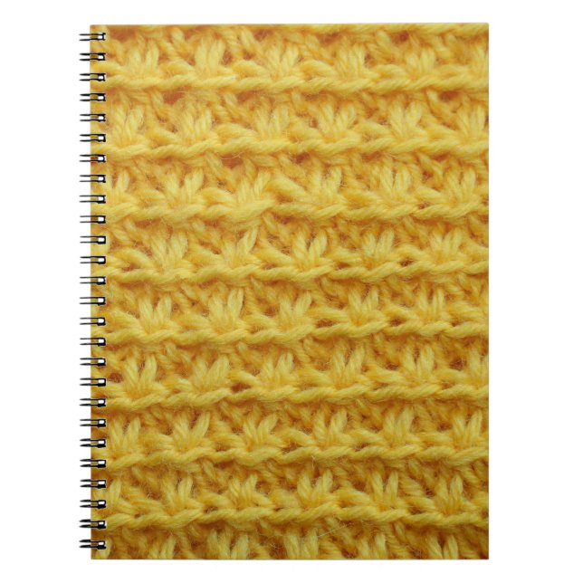 Cuaderno Tela de punto amarillo: textura rayada. (Frente)