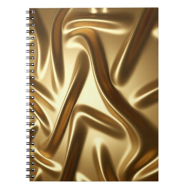 Cuaderno Tela de seda dorada - Textura de flujo lujosa (Frente)