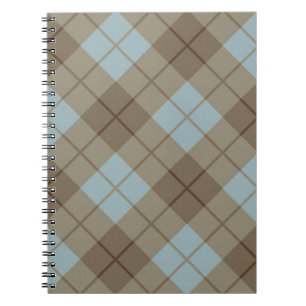 Cuaderno Tela escocesa diagonal en azul y Brown