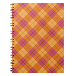 Cuaderno Tela escocesa diagonal en naranja y rosa