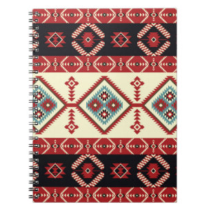 Cuaderno Tela nativa. Kilim de diseño geométrico. Tribus ét