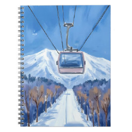 Cuaderno Teleférico de esquí Montaña de nieve Acuarela