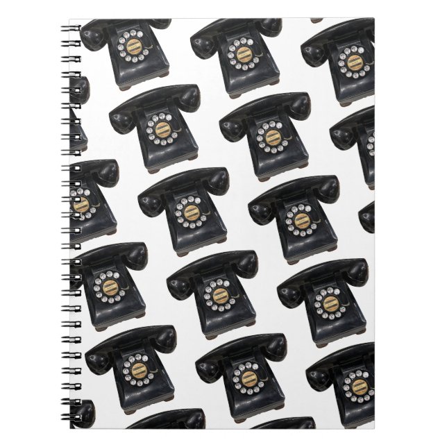 Cuaderno Teléfono rotario negro vintage (Frente)