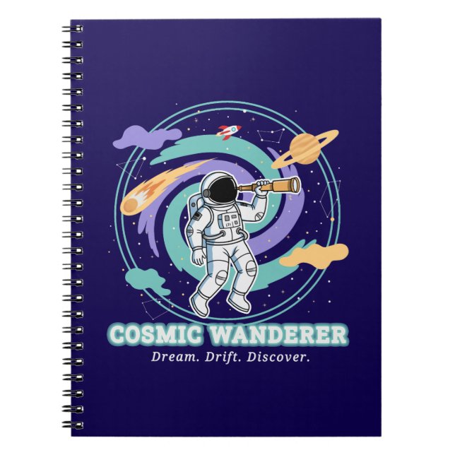 Cuaderno Telescopio de astronauta vagabundo cósmico (Frente)