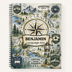 Cuaderno Tema de aprendizaje de aventuras de compás de acua