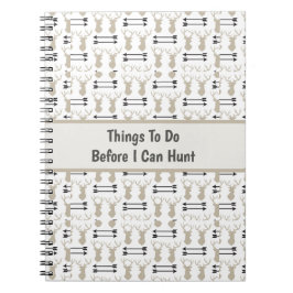 Cuaderno Tema de caza con cuernos de ciervo y arco
