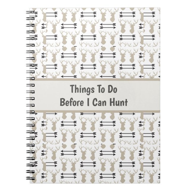 Cuaderno Tema de caza con cuernos de ciervo y arco (Frente)