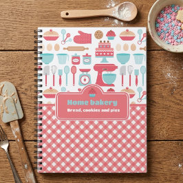 Cuaderno Tema de cocina lindo para hornear con cuadros rojo