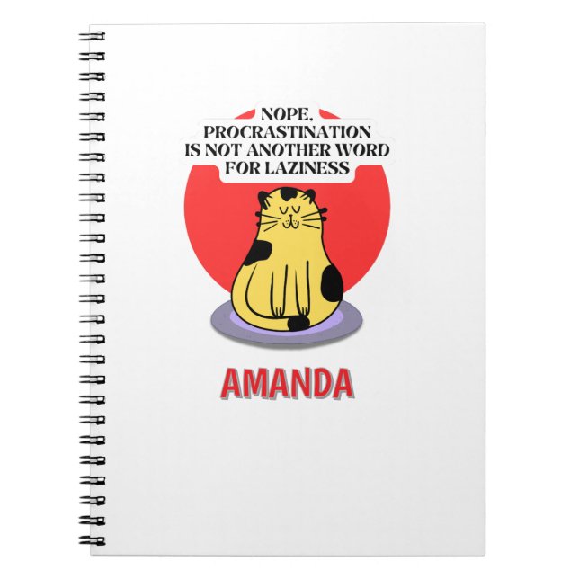 Cuaderno Tema de Gato Meme de Procrastinación  (Frente)