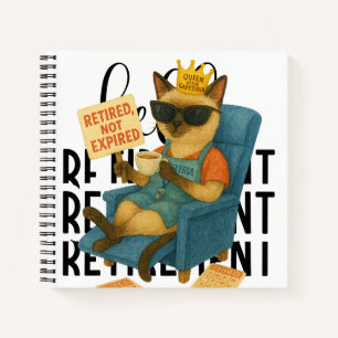 Cuaderno Tema de jubilación de gato para Señora del Almuerz