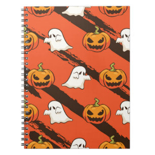 Cuaderno Tema de la calabaza Halloween, patrón sin fisuras.