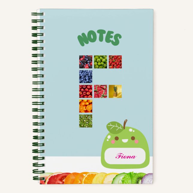 Cuaderno Tema de la fruta - F inicial personalizada (Anverso)