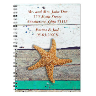 Cuaderno Tema de la playa Starfish Boda Rustic