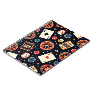 Cuaderno tema de patrón de casino en negro