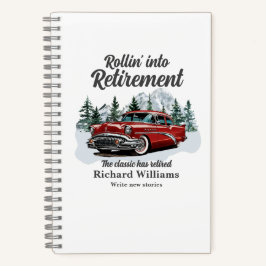 Cuaderno Tema de viaje de jubilación Coche clásico retro ro