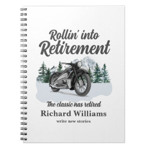 Cuaderno Tema de Viaje de Jubilación Moto Clásica Rodando