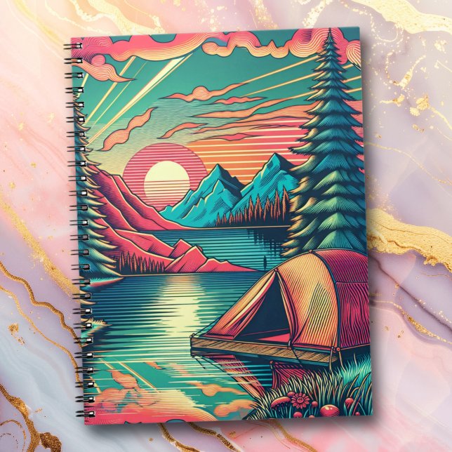 Cuaderno Tema del camping Verde azulado y rosa de la época (Subido por el creador)