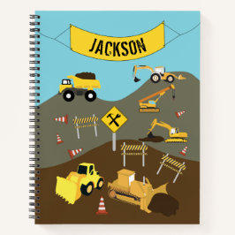 Cuaderno Tema del sitio de camiones de construcción