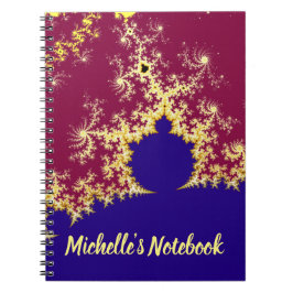 Cuaderno Tema fractal de Mandelbrot azul de oro rojo