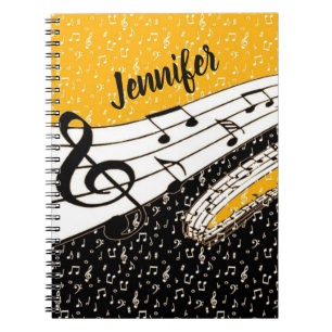 Cuaderno tema musical de oro personalizado