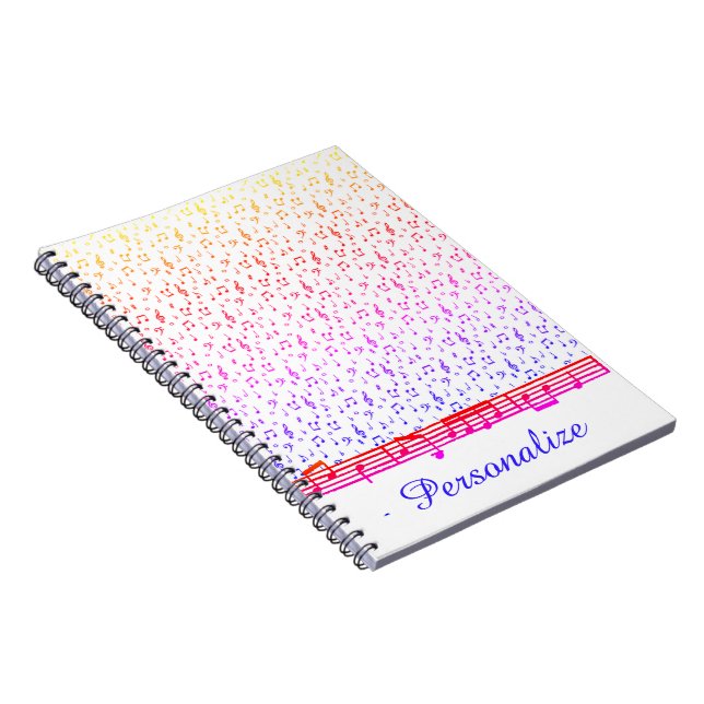 Cuaderno Tema musical del arcoiris personalizado (Lado Derecho)