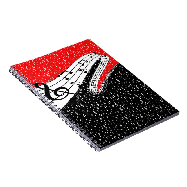 Cuaderno Tema musical rojo y negro (Lado Derecho)