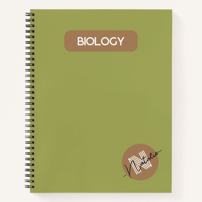Cuaderno Tema personalizado de la biología en verde escolar (Anverso)