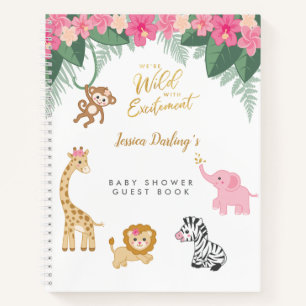 Cuaderno Tema Safari - Baby Girl Shower Guest Book