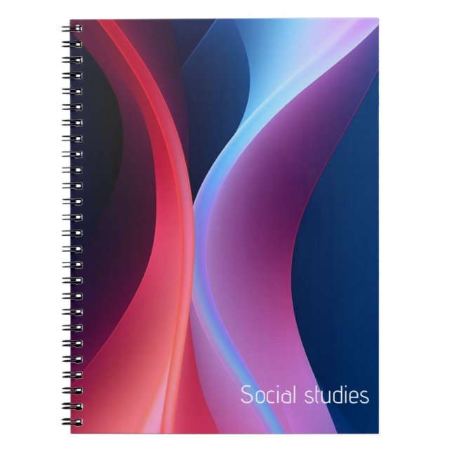 Cuaderno Temas escolares abstractos de color azul oscuro pú (Frente)