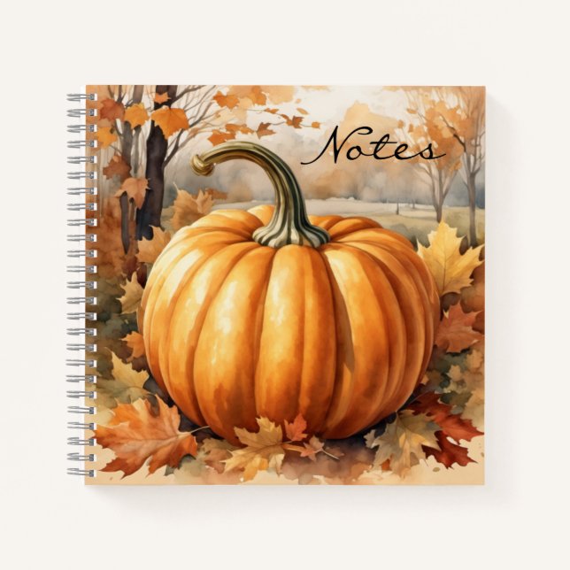 Cuaderno Temática de calabaza de la temporada otoño (Anverso)