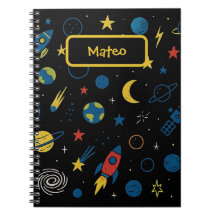 Cuaderno Temático Espacial Con Cohete Y Garabato D