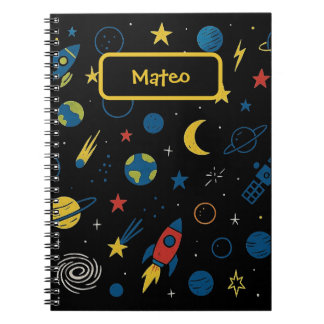Cuaderno Temático Espacial Con Cohete Y Garabato D