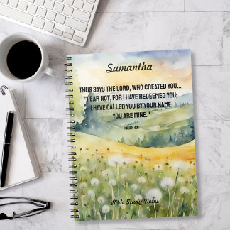 Cuaderno Temor No Biblia Verso Acuarela Naturaleza Flores s