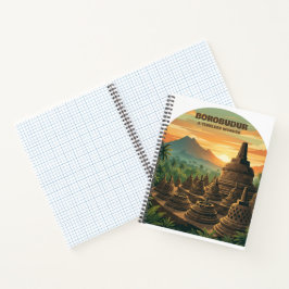 Cuaderno Templo Borobudur Vintage Amanecer Viaje Indonesia