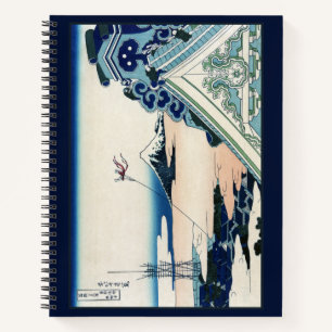 Cuaderno Templo Honganji Vista del Monte Fuji Grabado Japon