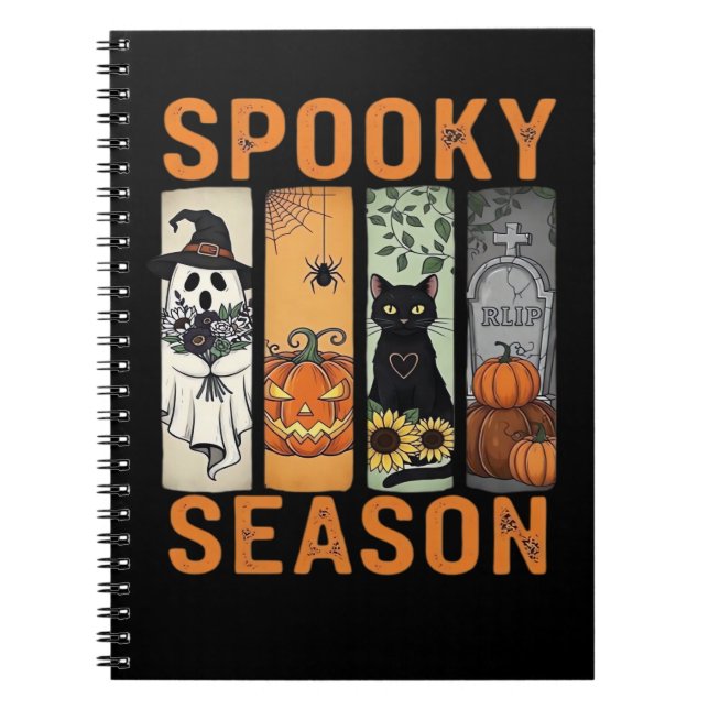 Cuaderno Temporada de fantasía - Fantasma, gato negro, cala (Frente)
