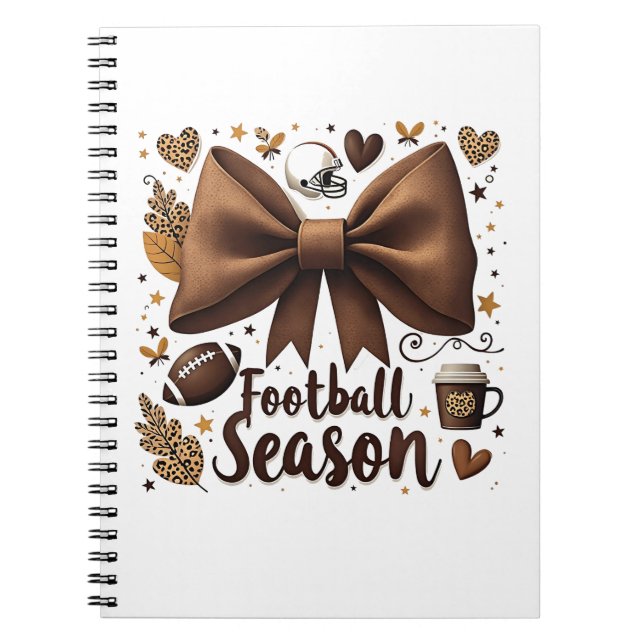 Cuaderno Temporada de fútbol de Game Day Bow Coquette (Frente)
