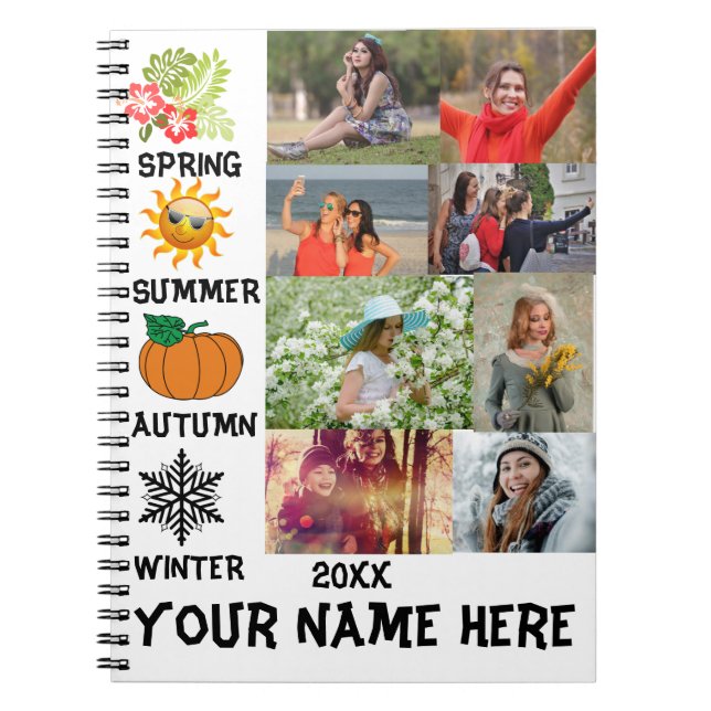 Cuaderno Temporada del año de coloquio de fotos del persona (Frente)