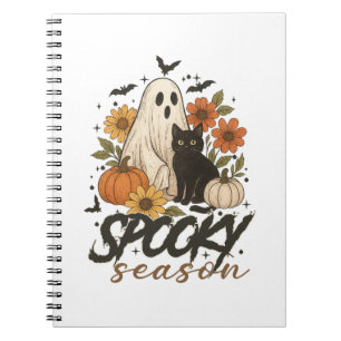 Cuaderno Temporada Espeluznante Fantasma Retro Floral Espel