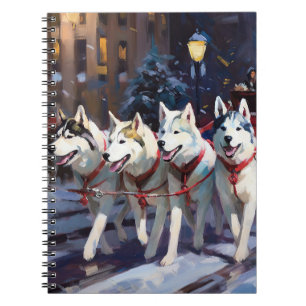 Cuaderno Temporada festiva de los Navidades Husky siberiano