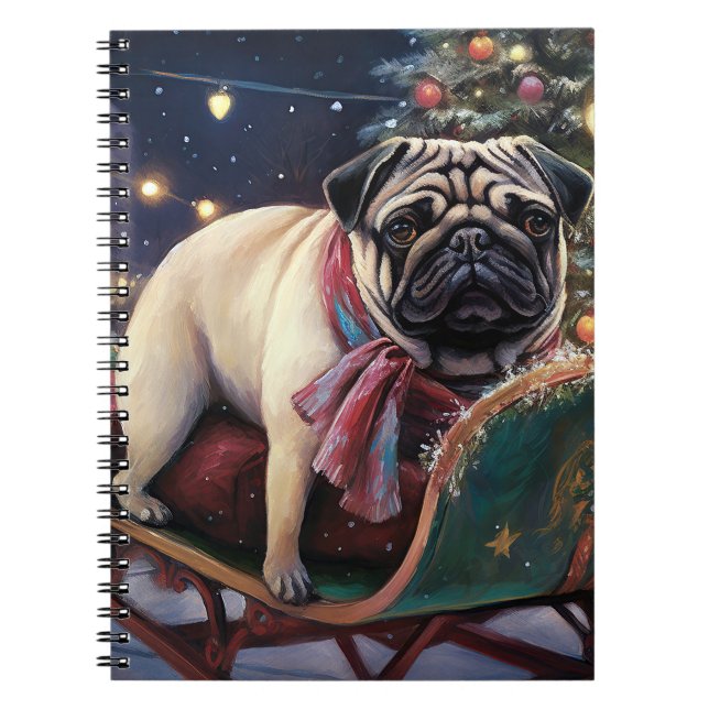 Cuaderno Temporada festiva de los Navidades Pug (Frente)